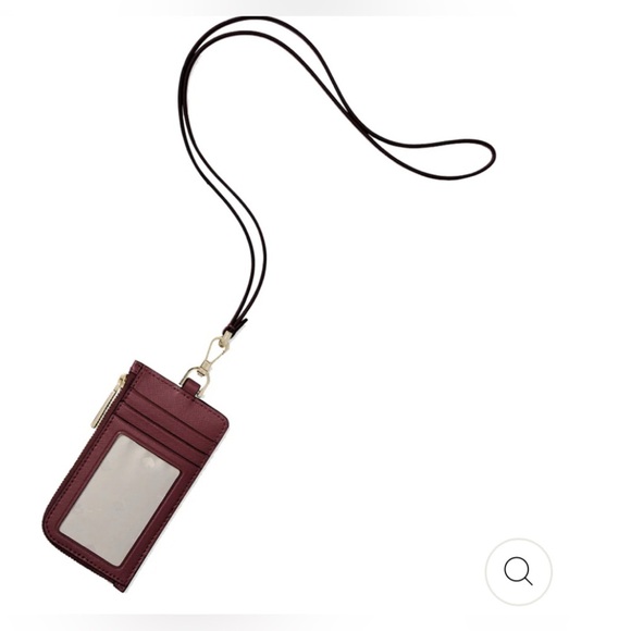 KATE SPADE STACI CARD CASE LANYARD IN DEEP BERRY NEW - Picture 3 of 7